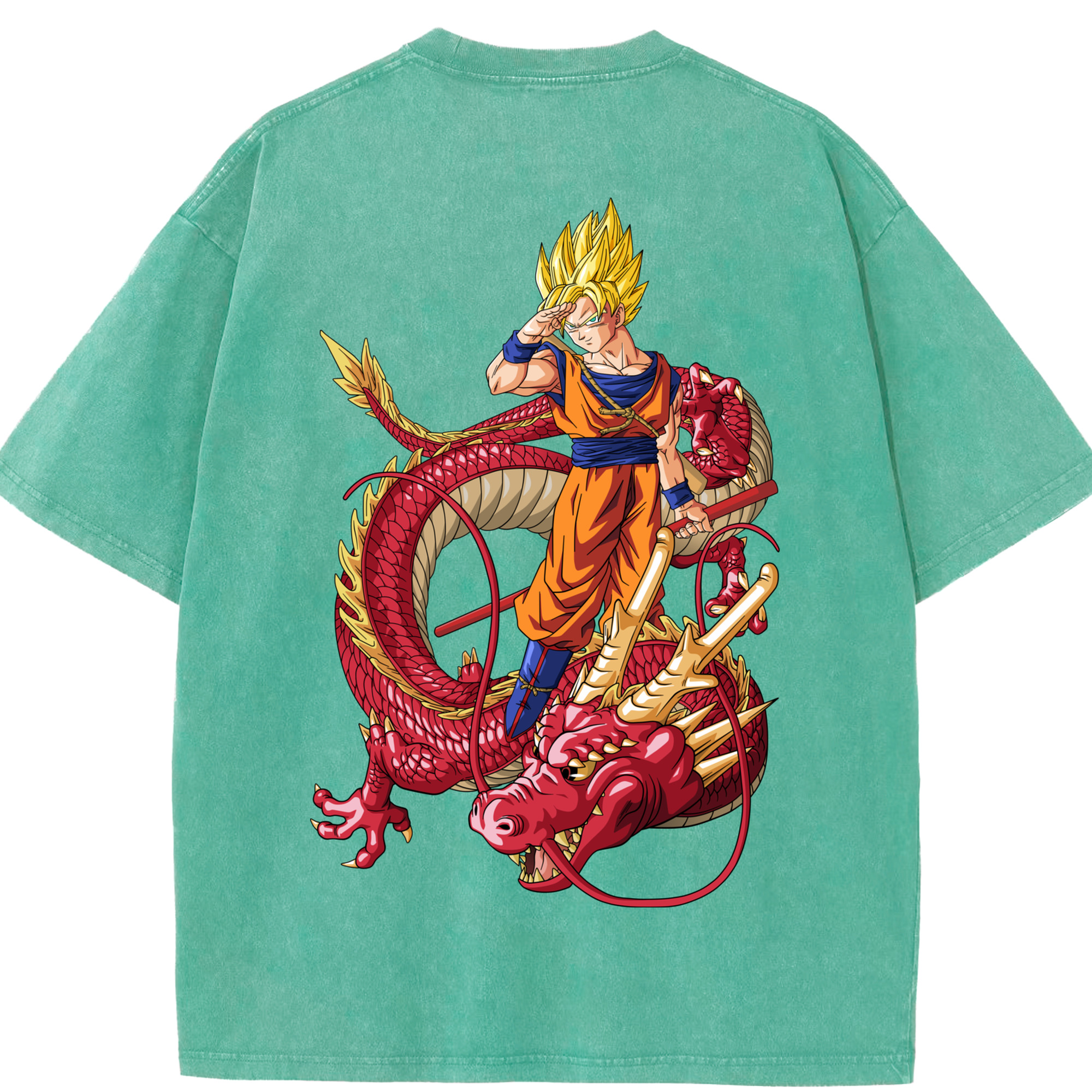 （画像用） ドラゴンボール 孫悟空（そん ごくう）Son Goku カカロット DRAGON BALL Kakarotto 綿100% ヴィンテージ風 半袖Tシャツ（背面プリント）